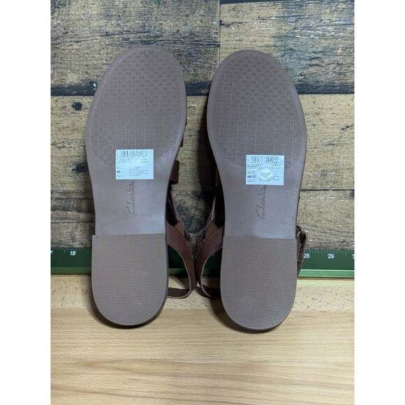 Clarks Woman Declan Mix Sandal Leather Sling Strappy Gladiator 8.5 Mahogany - Picture 6 of 12